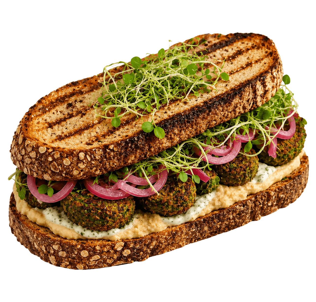 Kærs Sandwich med Spinatfalafel & Hummus